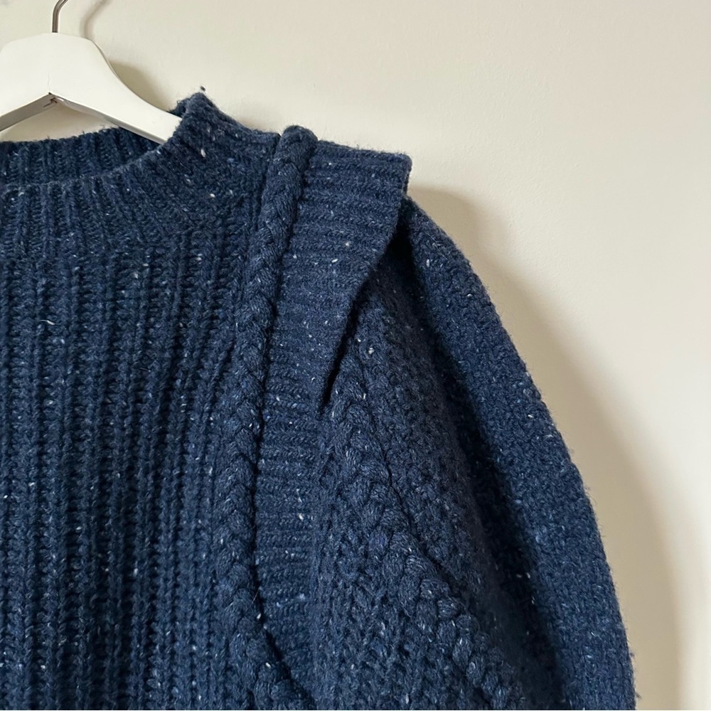 Sea New York Giada Puff Sleeve Chunky Knit Sweater Navy Size Medium - Picture 6 of 9